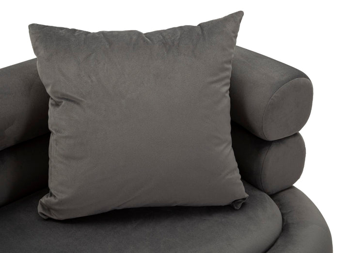 Sofá tapizado gris grafito con cojines – Silvery Plus 2 plazas