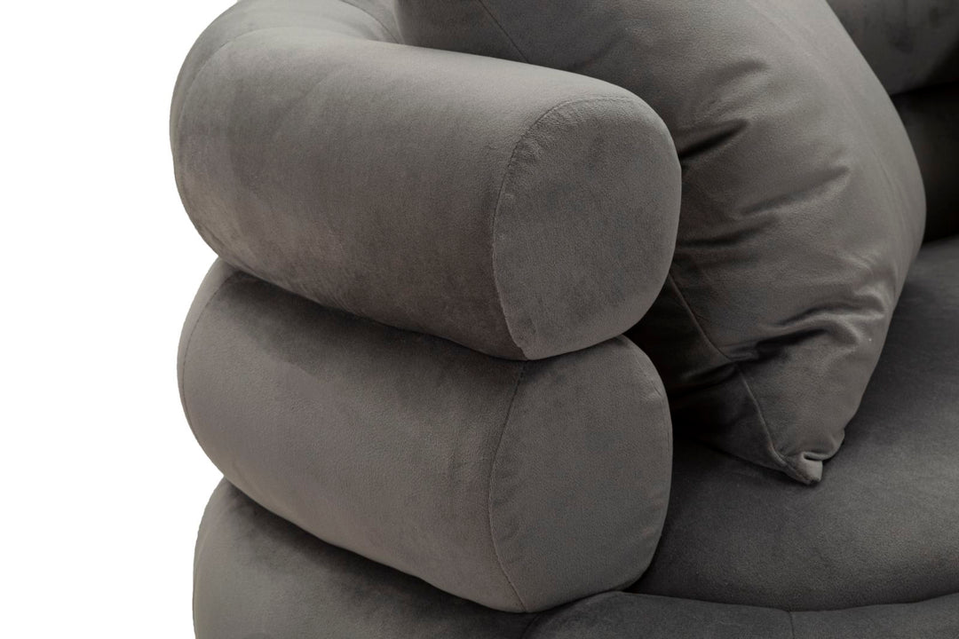 Sofá tapizado gris grafito con cojines – Silvery Plus 2 plazas