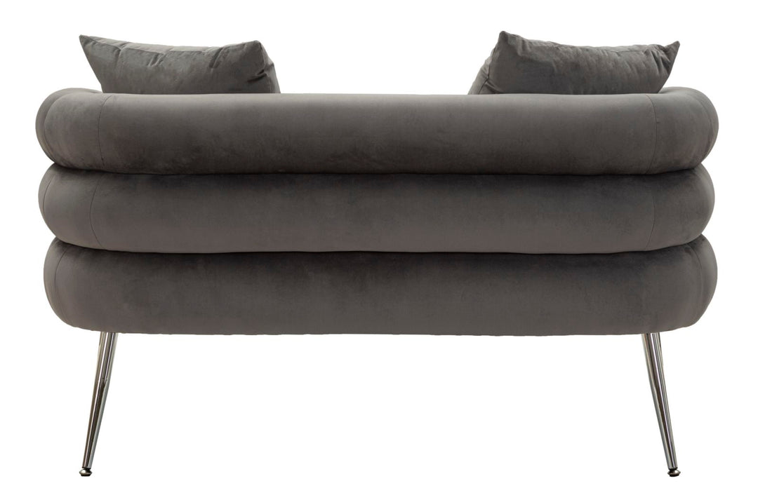 Sofá tapizado gris grafito con cojines – Silvery Plus 2 plazas