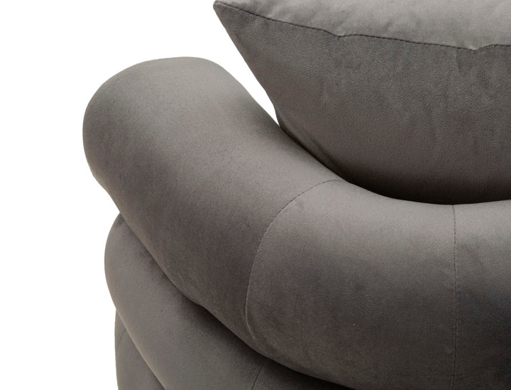 Sofá tapizado gris grafito con cojines – Silvery Plus 2 plazas