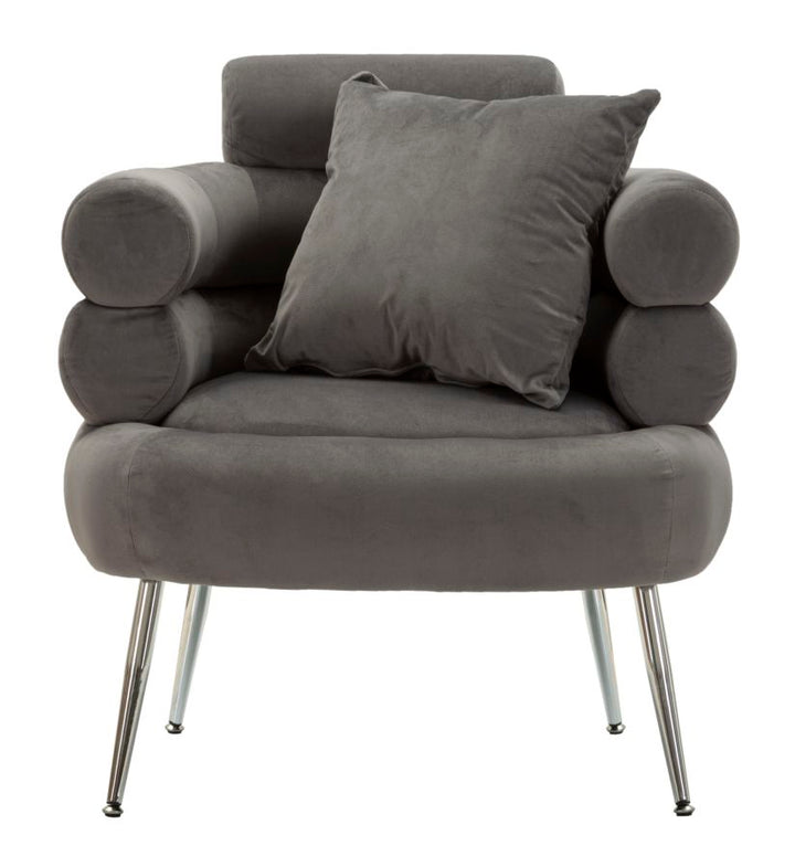 Sillón tapizado gris grafito con cojín – Silvery Plus sillón de acento