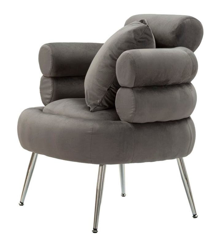 Sillón tapizado gris grafito con cojín – Silvery Plus sillón de acento