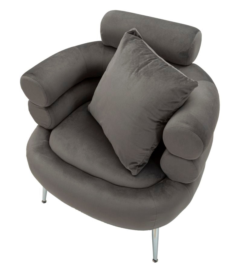 Sillón tapizado gris grafito con cojín – Silvery Plus sillón de acento