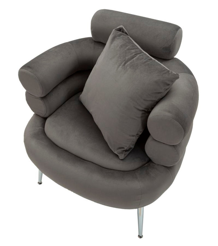 Sillón tapizado gris grafito con cojín – Silvery Plus sillón de acento
