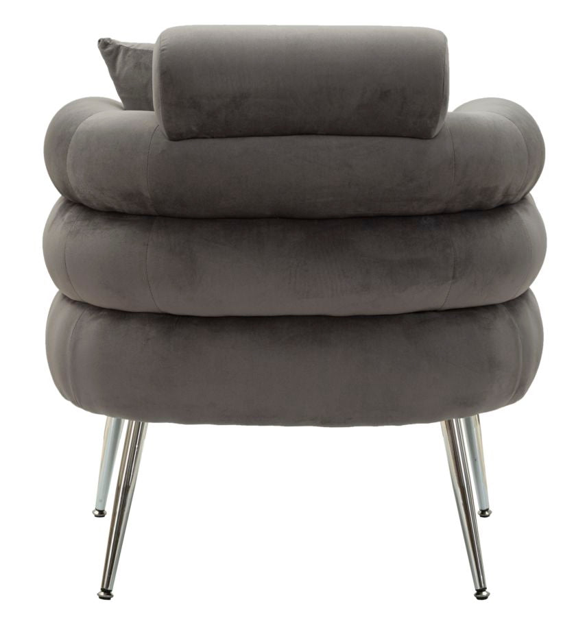 Sillón tapizado gris grafito con cojín – Silvery Plus sillón de acento