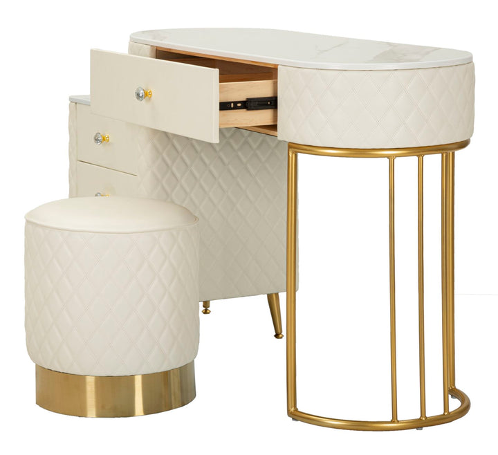 Tocador blanco con taburete a juego – Sharon mueble de dormitorio