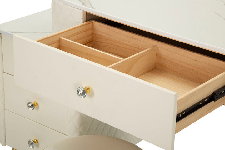 Tocador blanco con taburete a juego – Sharon mueble de dormitorio