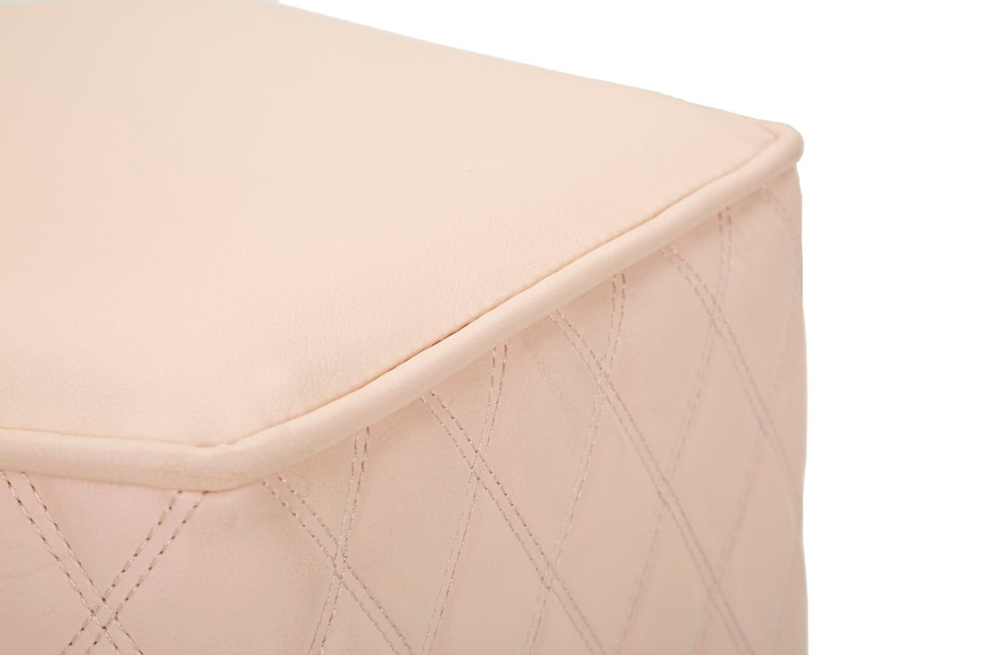Taburete pentagonal tapizado con base dorada – Sharon asiento de acento
