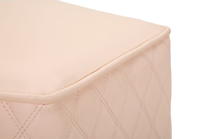 Taburete pentagonal tapizado con base dorada – Sharon asiento de acento