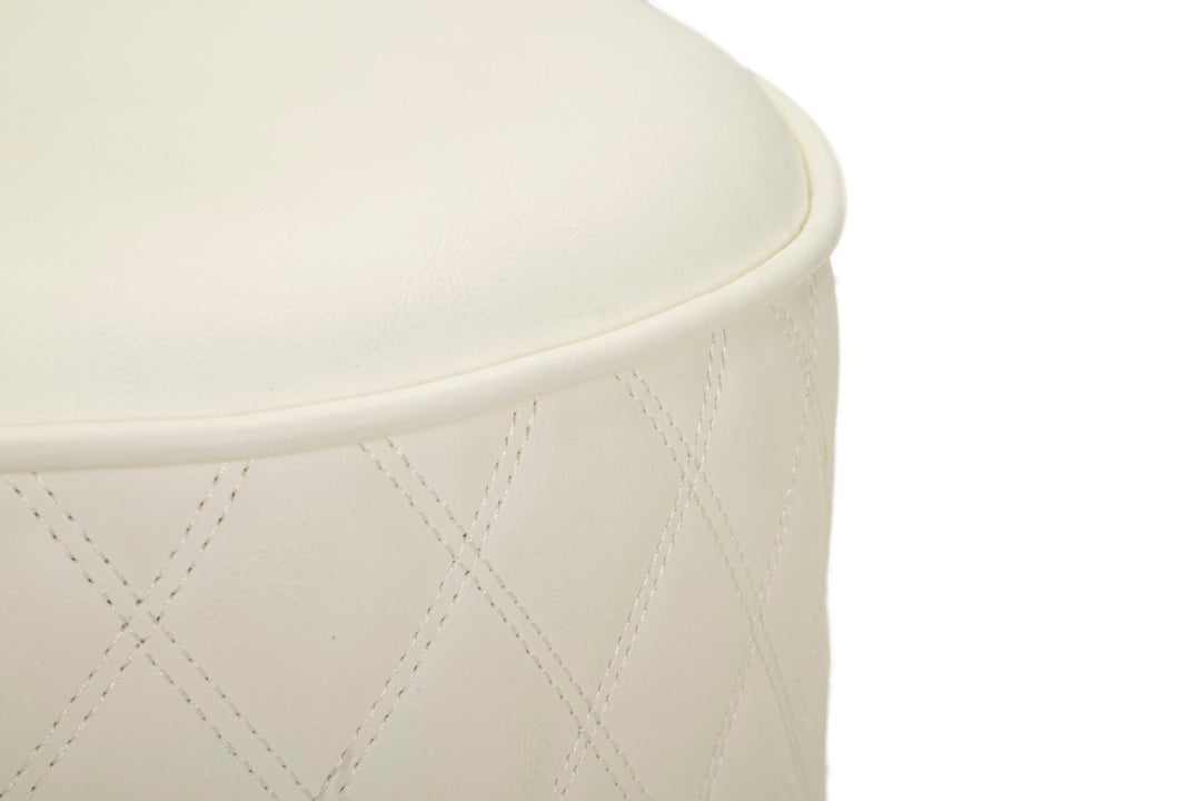 Taburete redondo tapizado con base dorada – Sharon asiento contemporáneo