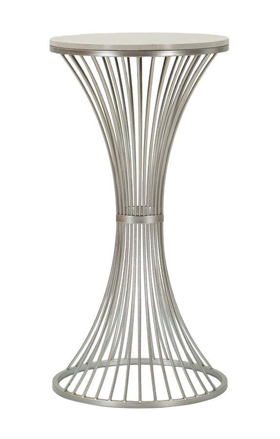 Mesa auxiliar redonda de mármol artificial con base de metal – Funnel estilo moderno