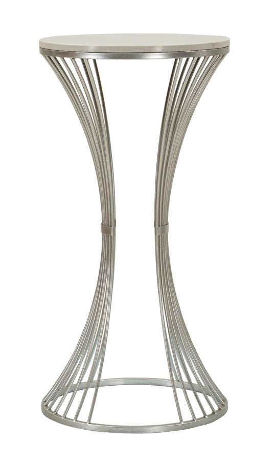 Mesa auxiliar redonda de mármol artificial con base de metal – Funnel estilo moderno