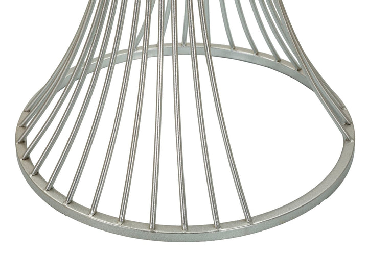 Mesa auxiliar redonda de mármol artificial con base de metal – Funnel estilo moderno