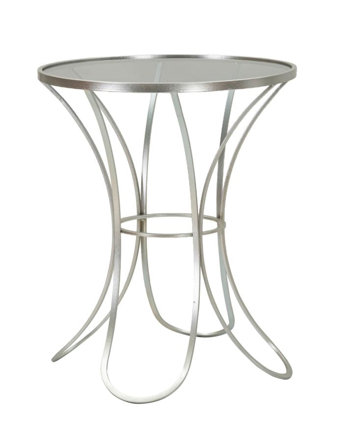 Mesa de centro redonda de cristal con base decorativa – Trixy Collection