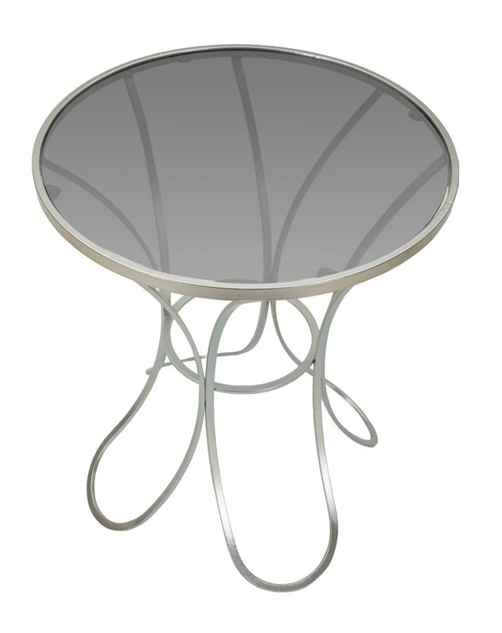 Mesa de centro redonda de cristal con base decorativa – Trixy Collection