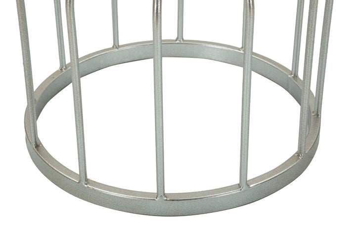 Mesa auxiliar redonda de mármol artificial con base única – Estilo contemporáneo