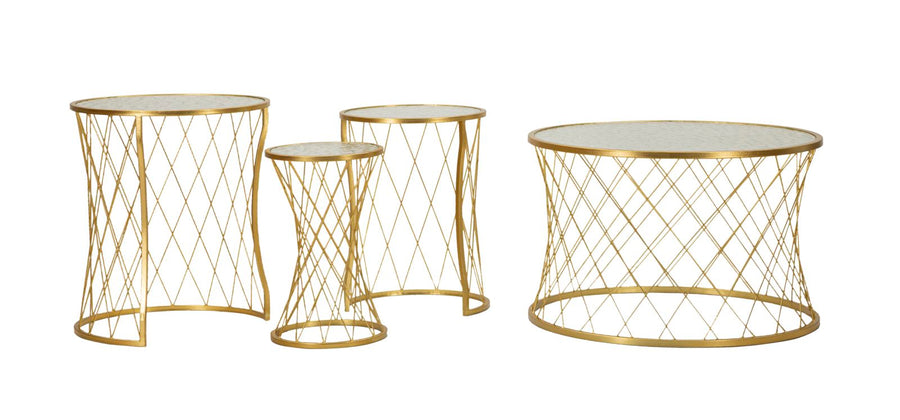Juego de 4 mesas auxiliares de metal dorado – Noah colección moderna