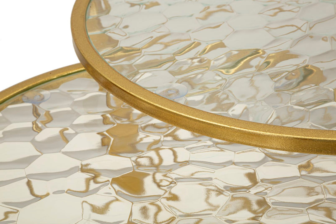 Juego de 4 mesas auxiliares de metal dorado – Noah colección moderna