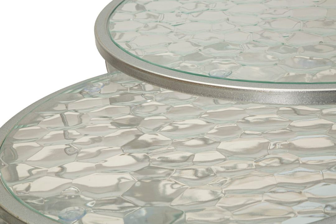 Juego de 4 mesas auxiliares de metal plateado – Noah colección moderna