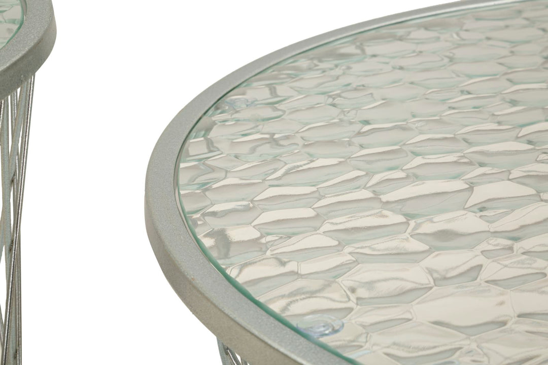 Juego de 4 mesas auxiliares de metal plateado – Noah colección moderna