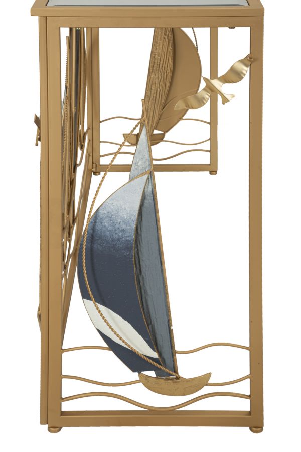 Mesa consola de madera con frontal de arte náutico – Vele Collection