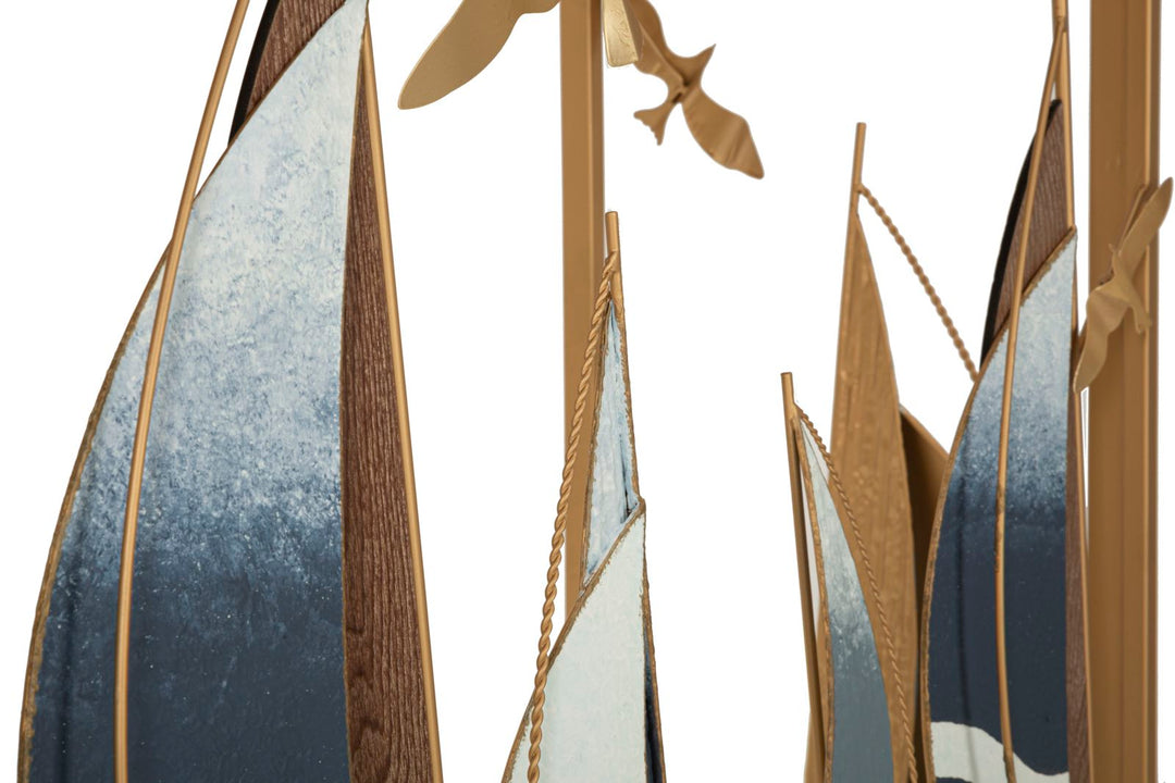 Mesa consola de madera con frontal de arte náutico – Vele Collection