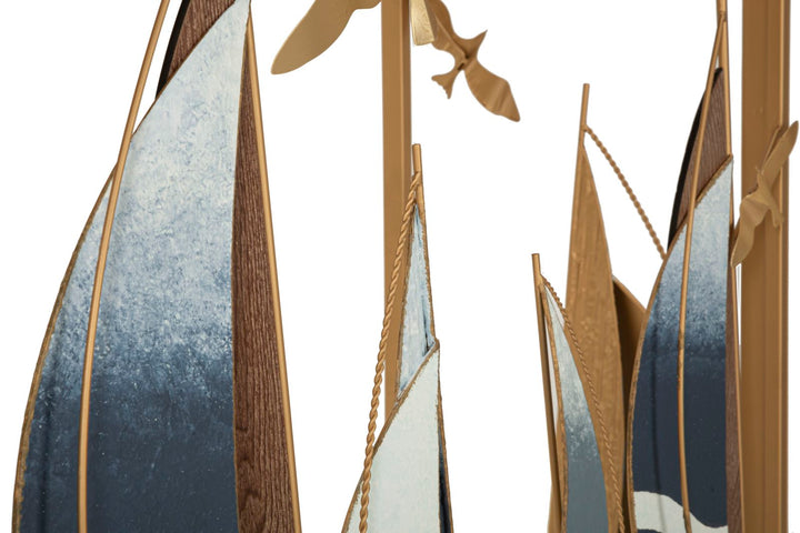 Mesa consola de madera con frontal de arte náutico – Vele Collection