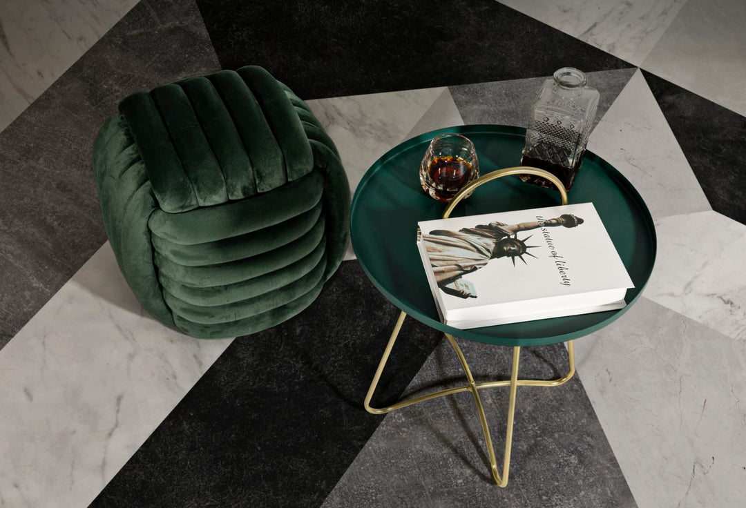 Taburete tapizado verde – Sofy asiento acolchado de acento