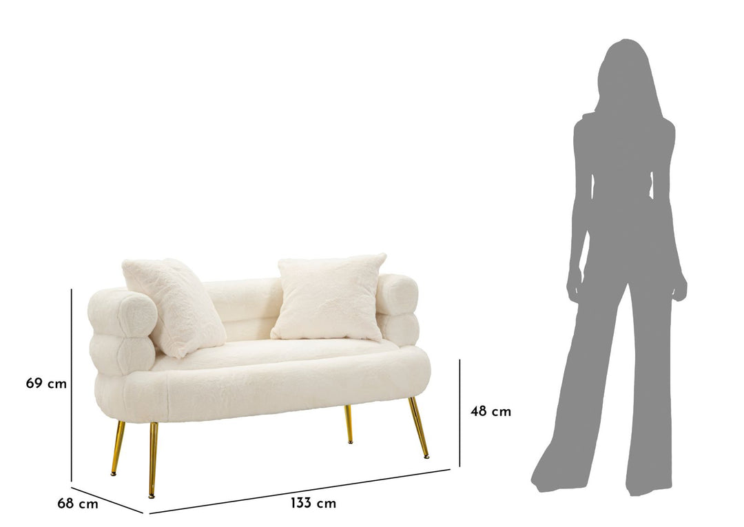Sofá tapizado crema con cojines – Soffy Plus 2 plazas