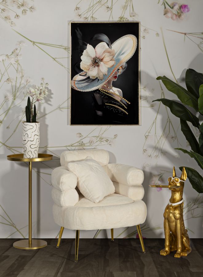 Sillón tapizado crema con cojín – Soffy Plus sillón de acento