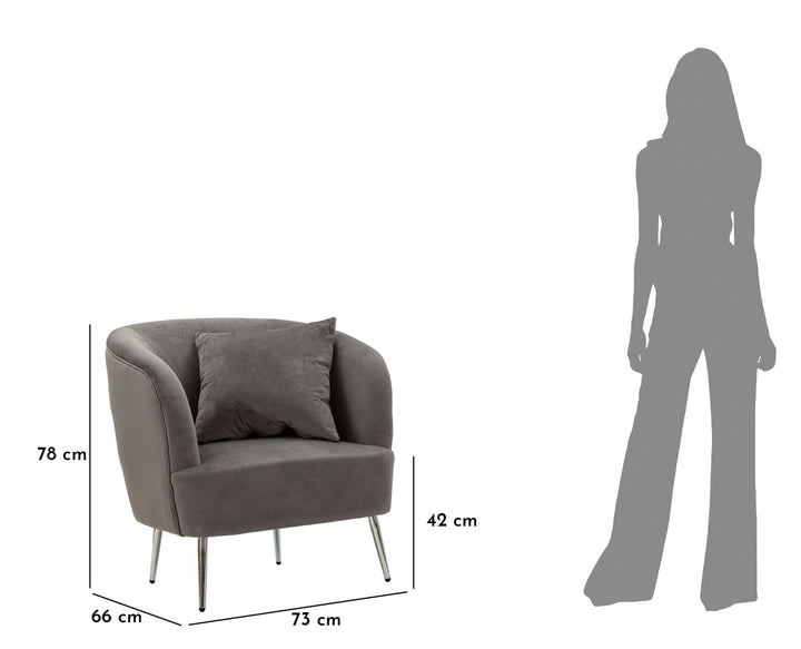 Sillón tapizado gris grafito con cojín – Silvery sillón de acento