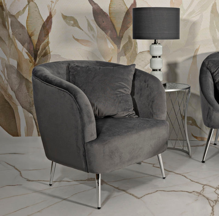 Sillón tapizado gris grafito con cojín – Silvery sillón de acento