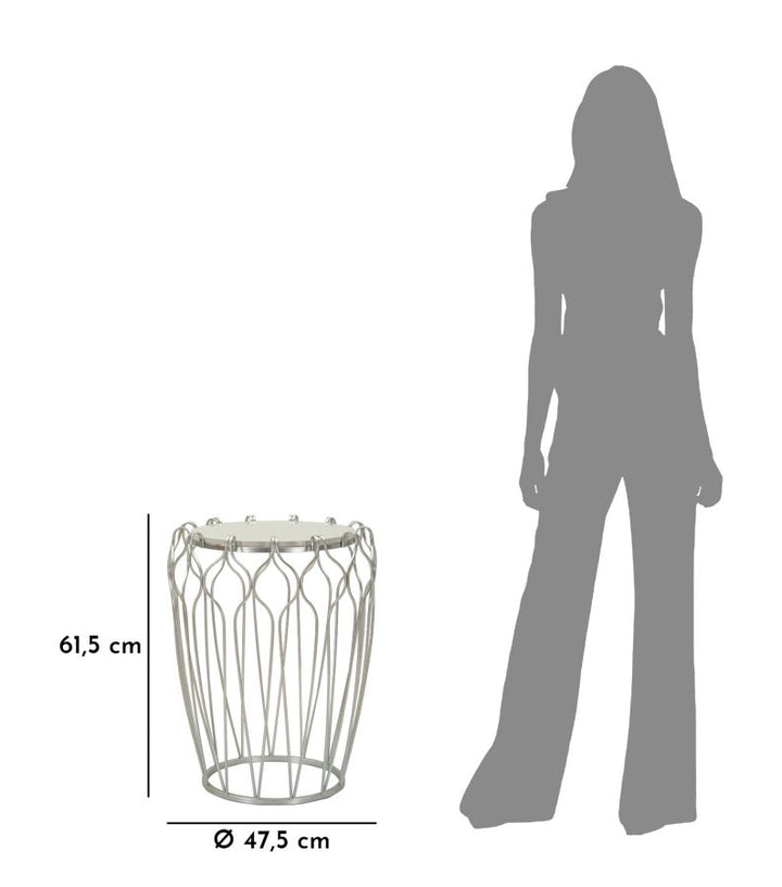 Mesa auxiliar redonda de mármol artificial con estructura metálica tejida – Hook diseño de acento