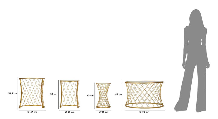 Juego de 4 mesas auxiliares de metal dorado – Noah colección moderna