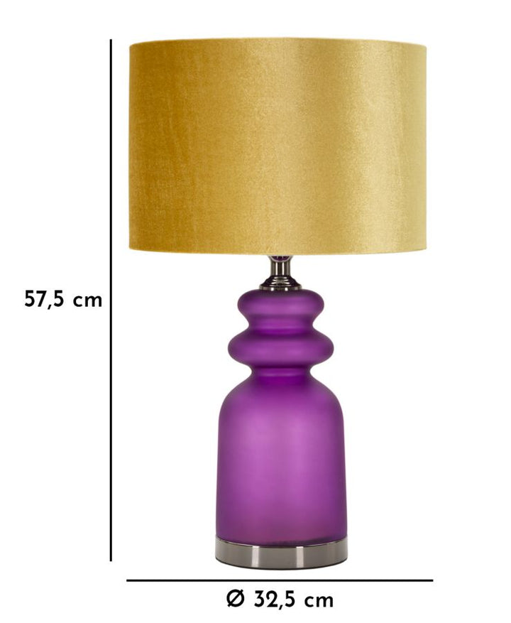 Lámpara de mesa dorada y morada con pantalla de tela – Miiva Two Collection
