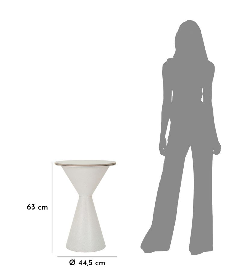 Mesa auxiliar redonda blanca con doble base – Diseño de acento moderno