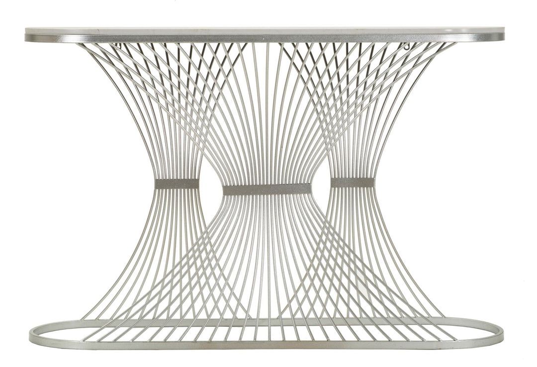 Mesa consola de mármol artificial con estructura de metal – Stripe recibidor moderno