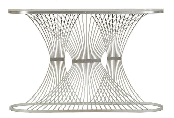 Mesa consola de mármol artificial con estructura de metal – Stripe recibidor moderno