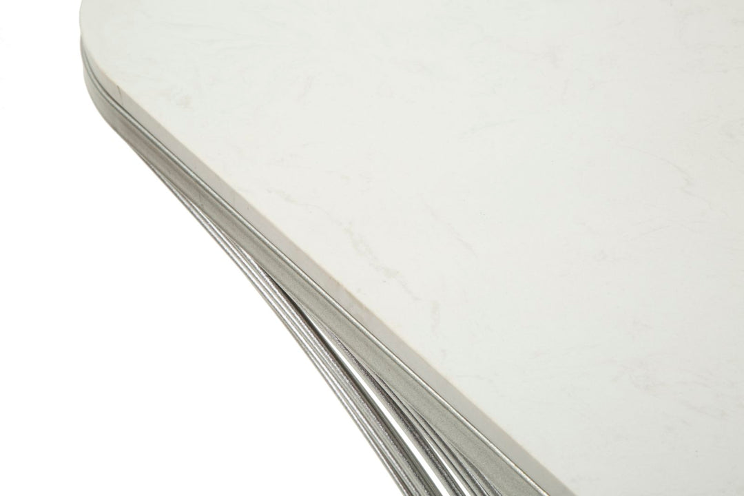 Mesa consola de mármol artificial con estructura de metal – Stripe recibidor moderno