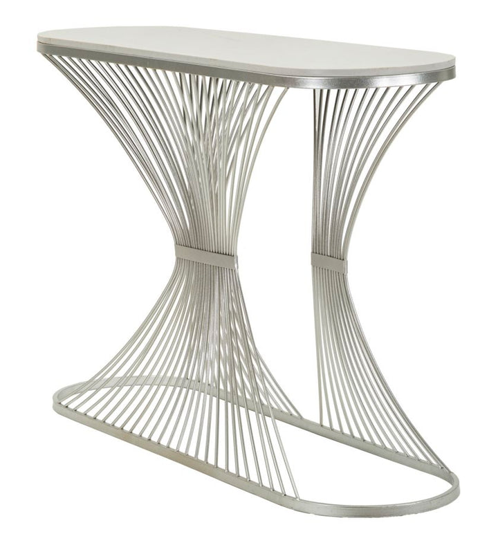 Mesa consola de mármol artificial con estructura de metal – Stripe recibidor moderno