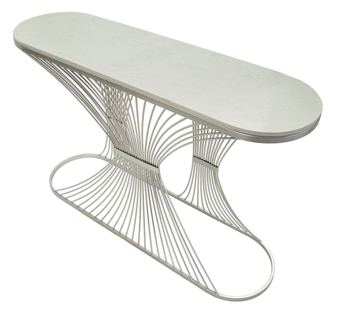 Mesa consola de mármol artificial con estructura de metal – Stripe recibidor moderno