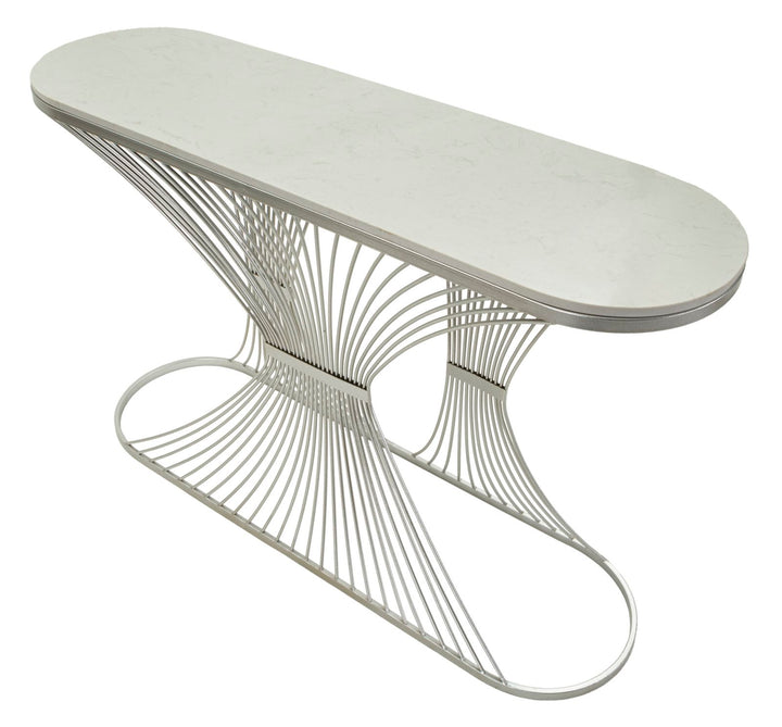 Mesa consola de mármol artificial con estructura de metal – Stripe recibidor moderno