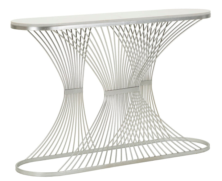 Mesa consola de mármol artificial con estructura de metal – Stripe recibidor moderno