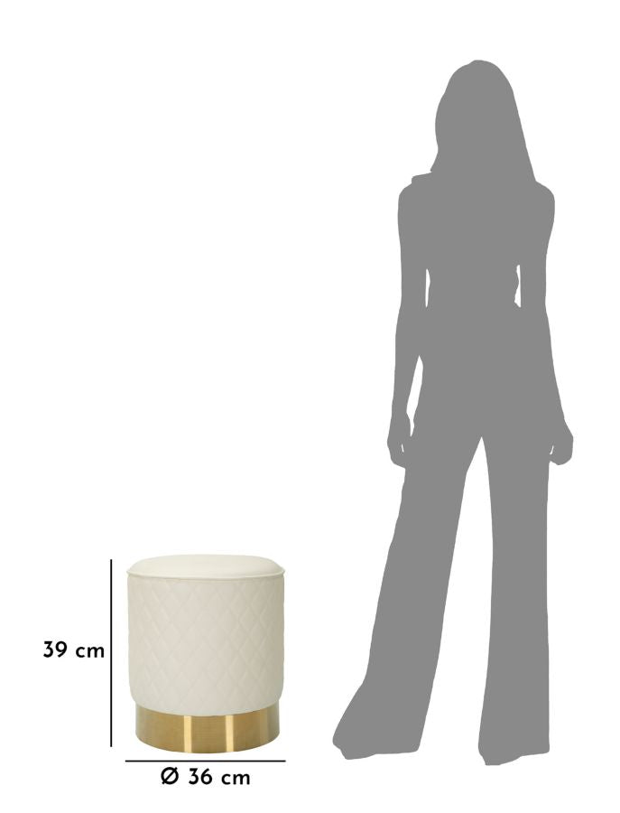 Taburete redondo tapizado con base dorada – Sharon asiento contemporáneo