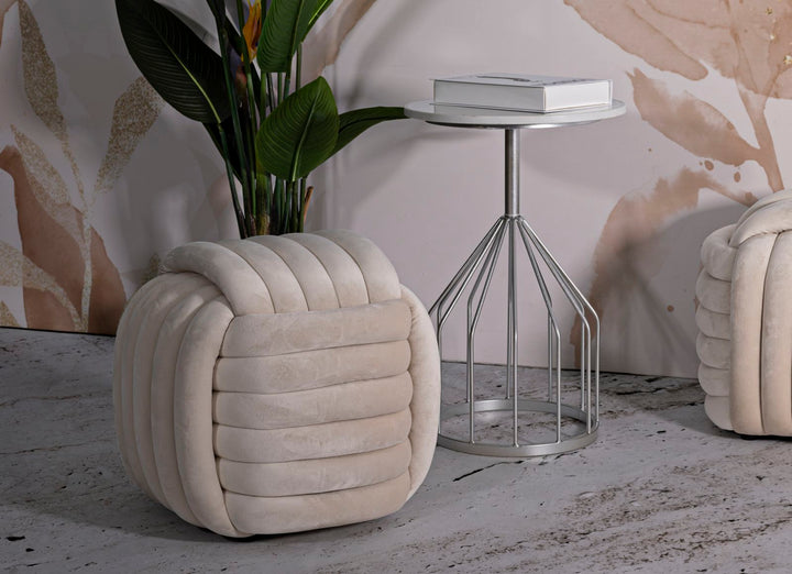 Taburete tapizado crema – Sofy asiento acolchado de acento