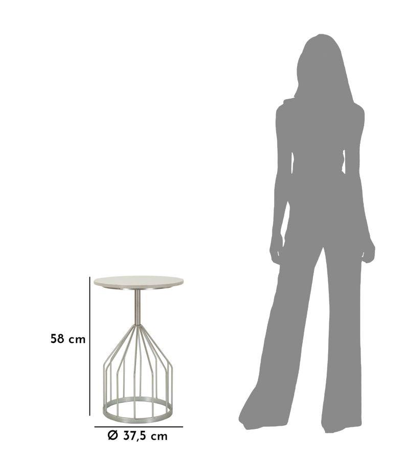 Mesa auxiliar redonda de mármol artificial con base única – Estilo contemporáneo