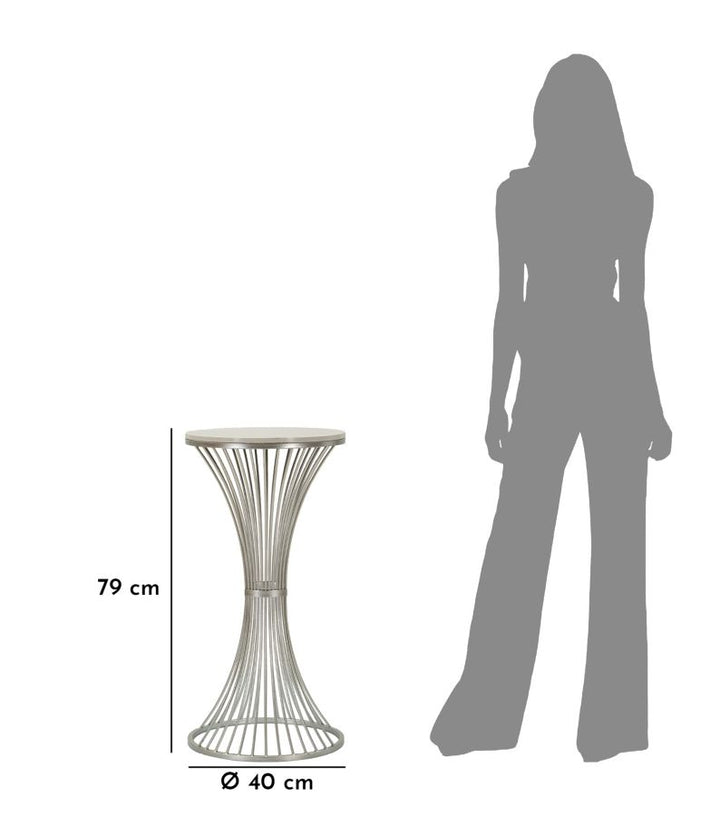 Mesa auxiliar redonda de mármol artificial con base de metal – Funnel estilo moderno