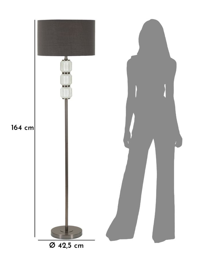 Lámpara de pie blanca y plateada con pantalla de tela – Bright One moderna