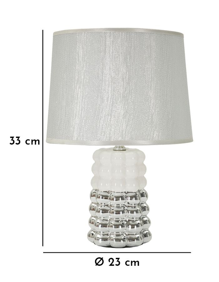 Lámpara de mesa de cerámica blanca con pantalla de tela – Lace contemporánea