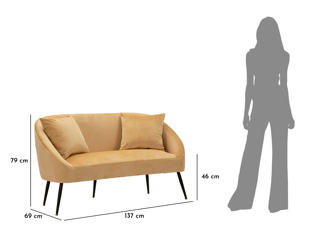 Sofá tapizado beige con cojines – Browy 2 plazas